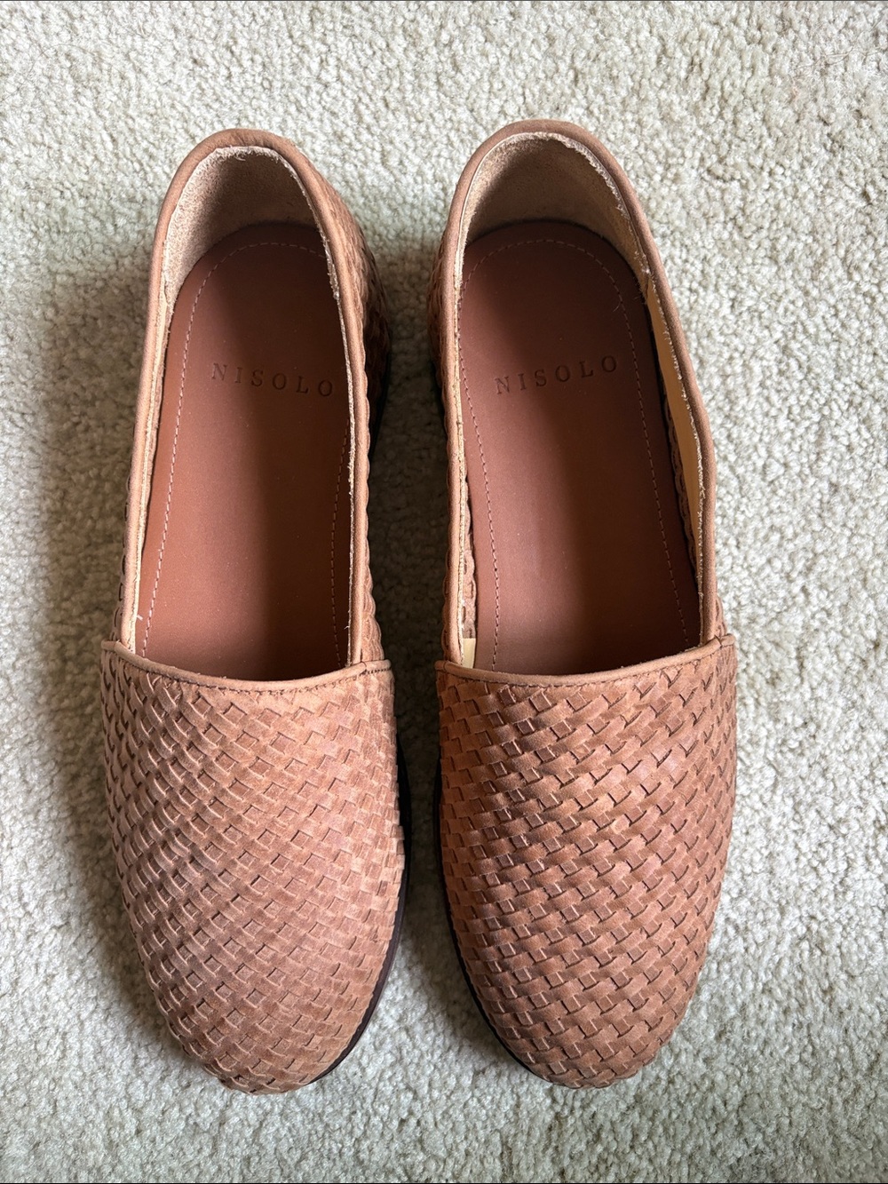 Nisolo Woven Leather Slip-On Loafer in Light Brown-Size 9